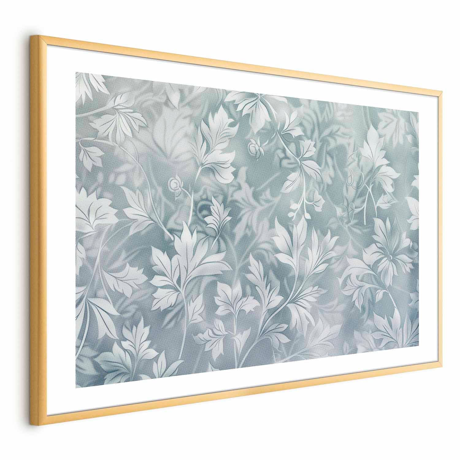 Muted Turquoise Baroque Floral Pattern Poster