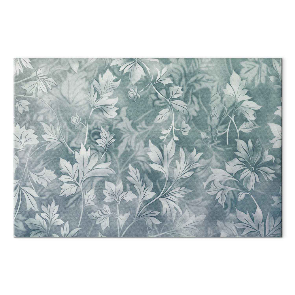 Muted Turquoise Baroque Plant Pattern Canvas Print