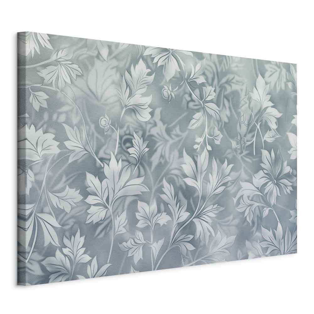 Canvas Print Ornaments in Worn Muted Turquoises Delicate Plant Pattern