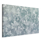 Canvas Print Ornaments in Worn Muted Turquoises Delicate Plant Pattern