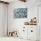 Muted Turquoise Baroque Plant Pattern Canvas Print