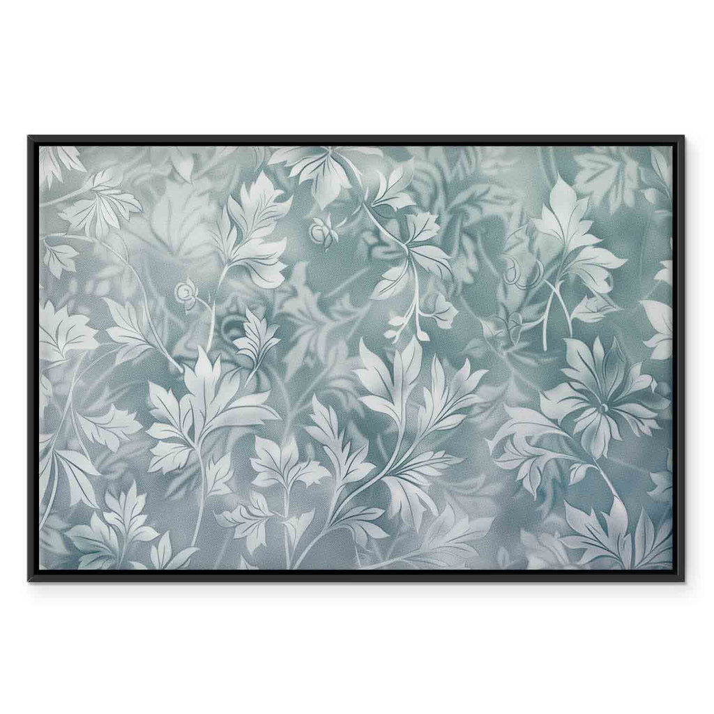 Muted Turquoise Baroque Plant Pattern Canvas Print