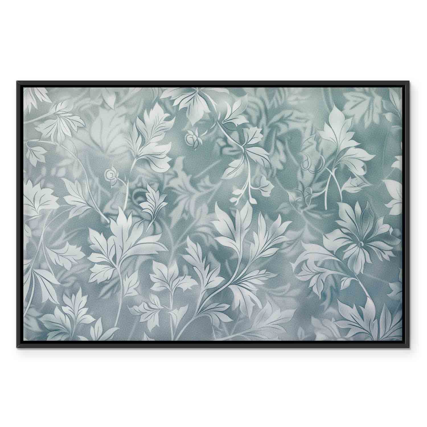 Muted Turquoise Baroque Plant Pattern Canvas Print