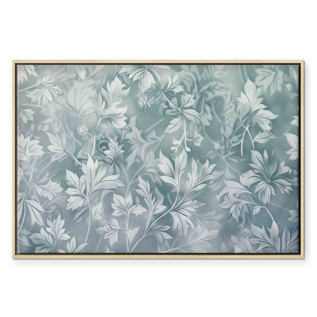 Muted Turquoise Baroque Plant Pattern Canvas Print
