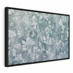 Canvas Print Ornaments in Worn Muted Turquoises Delicate Plant Pattern