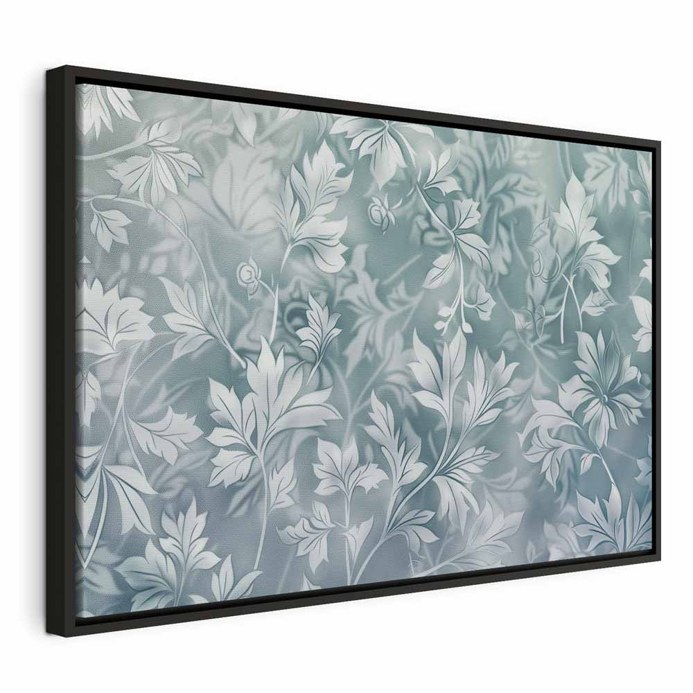 Canvas Print Ornaments in Worn Muted Turquoises Delicate Plant Pattern