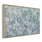 Canvas Print Ornaments in Worn Muted Turquoises Delicate Plant Pattern
