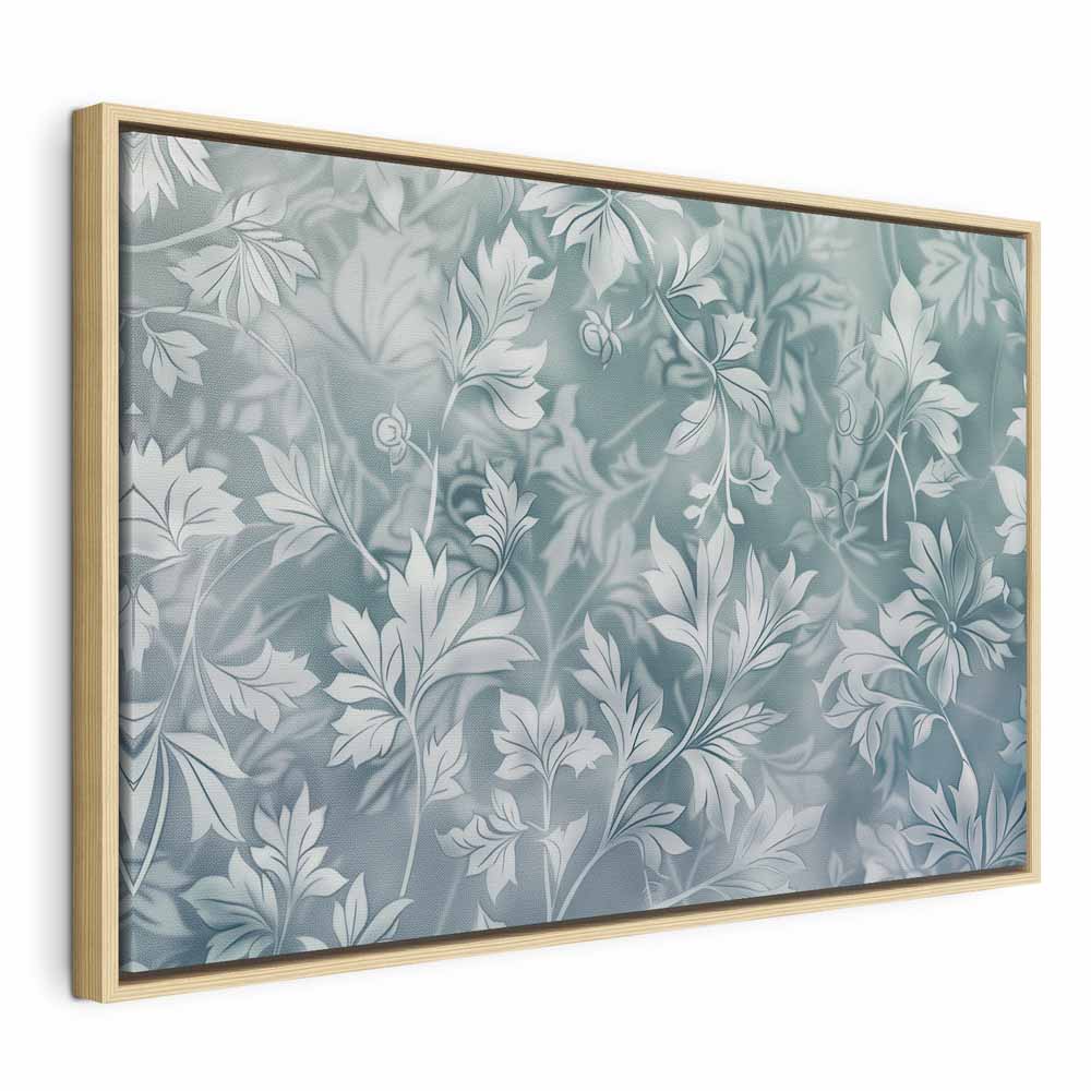 Canvas Print Ornaments in Worn Muted Turquoises Delicate Plant Pattern