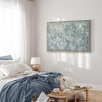 Canvas Print Ornaments in Worn Muted Turquoises Delicate Plant Pattern