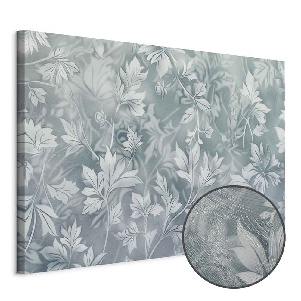 Muted Turquoise Baroque Plant Pattern Canvas Print