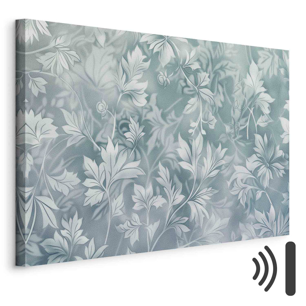 Muted Turquoise Baroque Plant Pattern Canvas Print