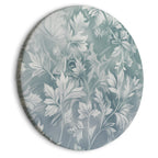 Round Canvas Print - Ornaments in Muted Turquoise with Delicate Plant Pattern