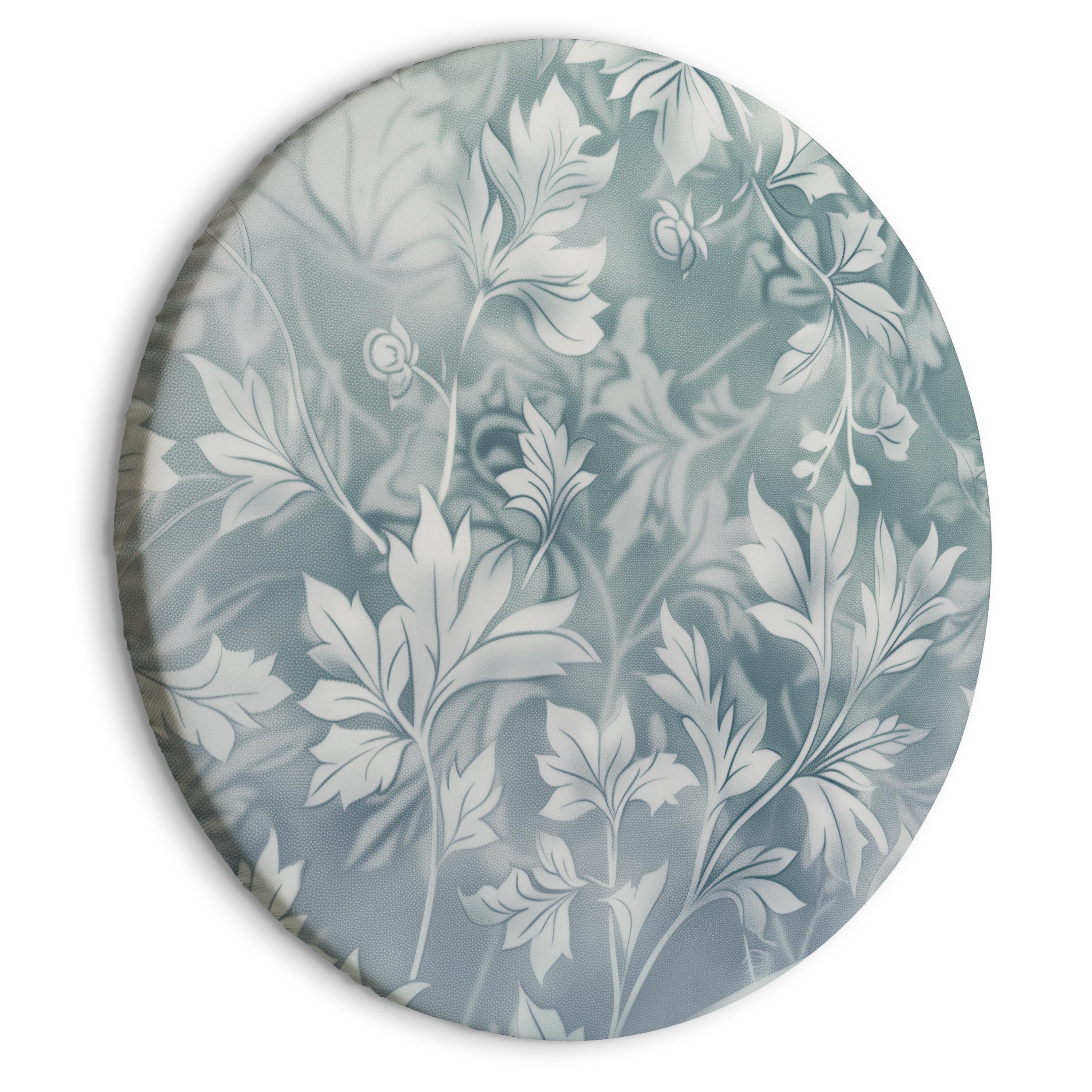 Round Canvas Print - Ornaments in Muted Turquoise with Delicate Plant Pattern