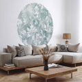 Distressed Turquoise Floral Round Wall Mural