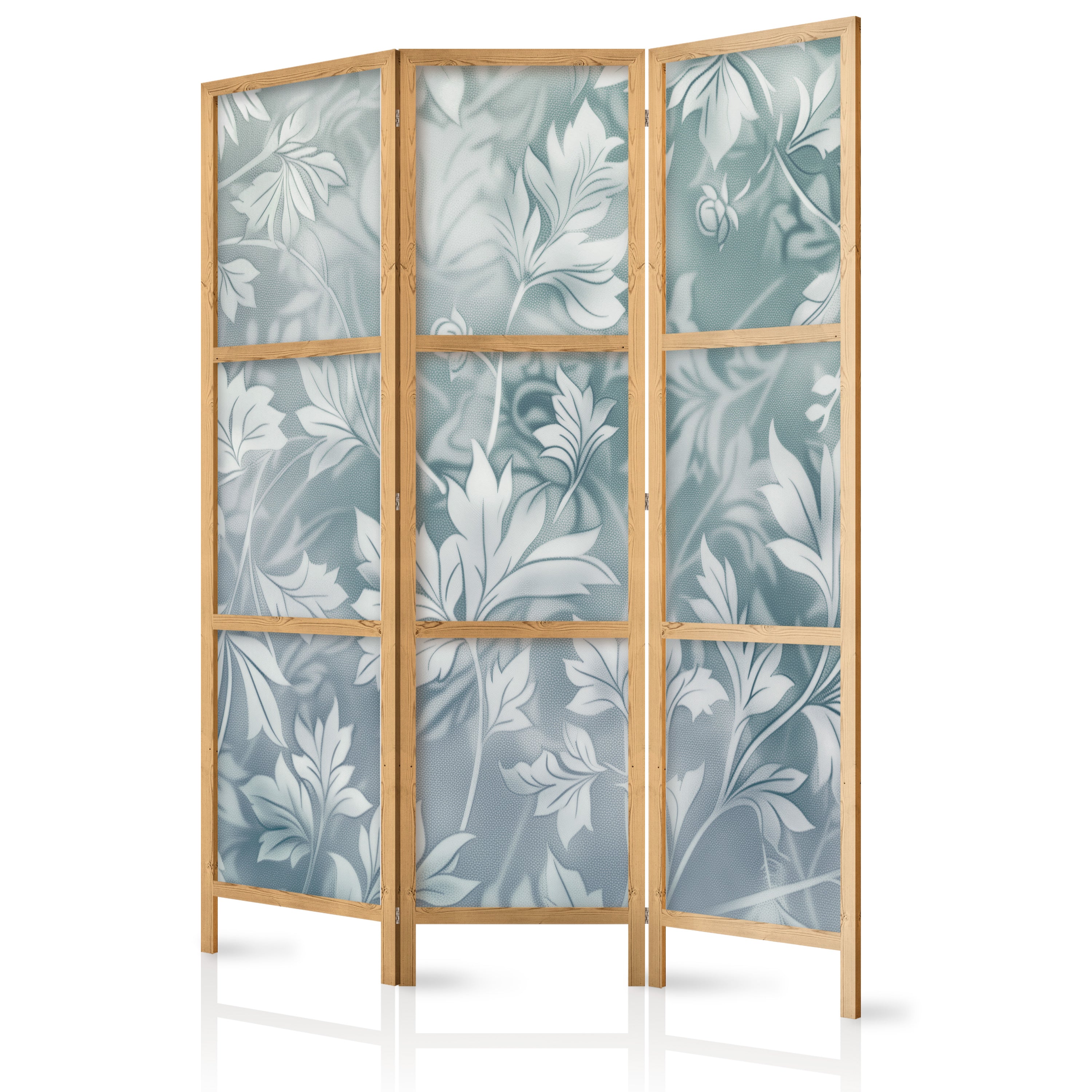 Japanese Room Divider with Muted Turquoise Pattern