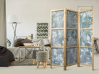 Japanese Room Divider with Muted Turquoise Pattern