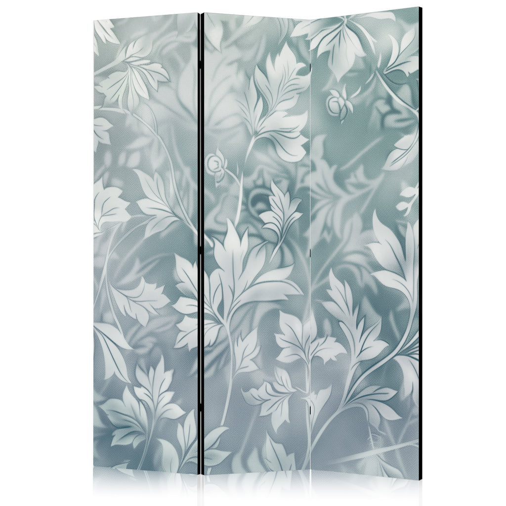 Room Divider 3-Panel with Rubbed Turquoise Floral Pattern