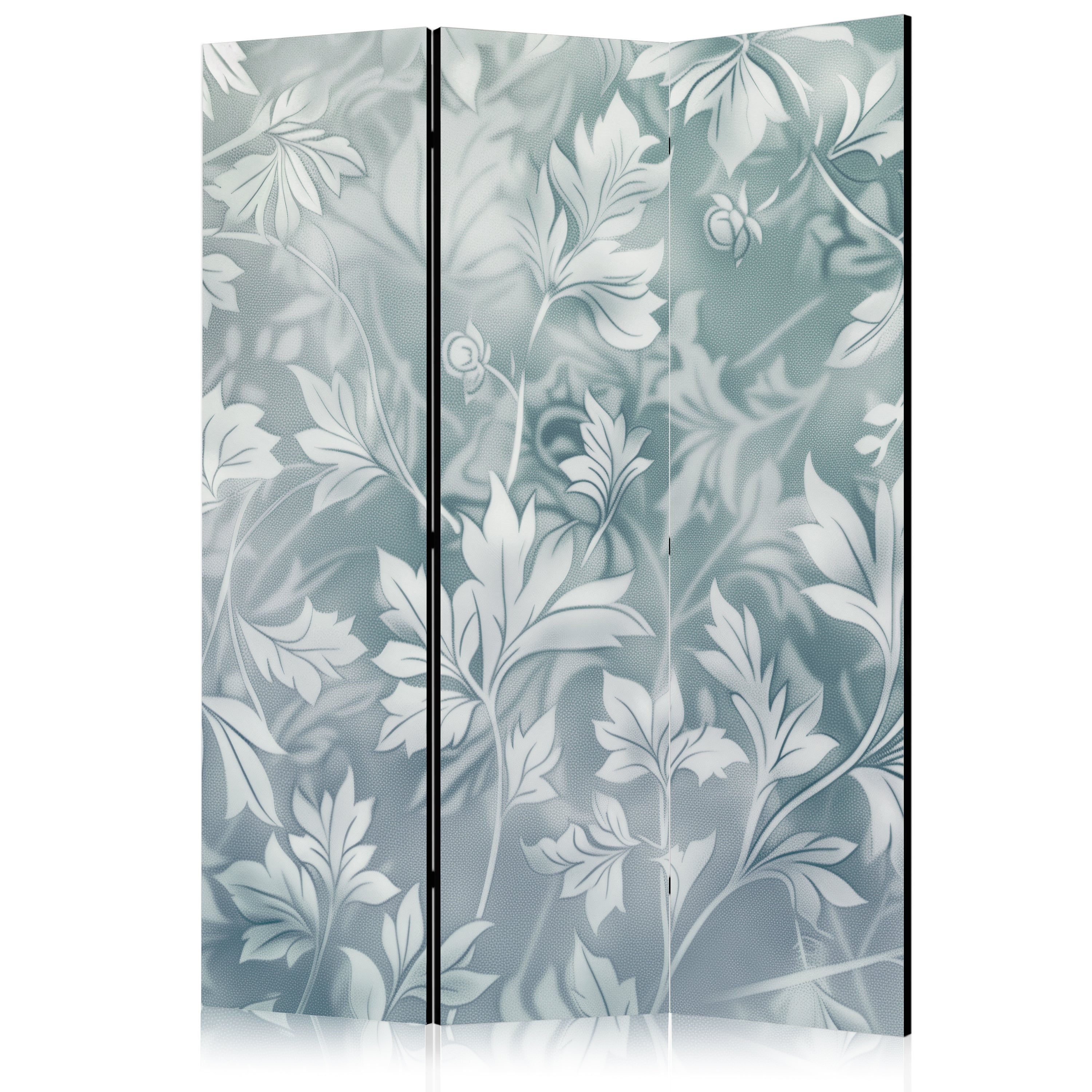 Room Divider 3-Panel with Rubbed Turquoise Floral Pattern