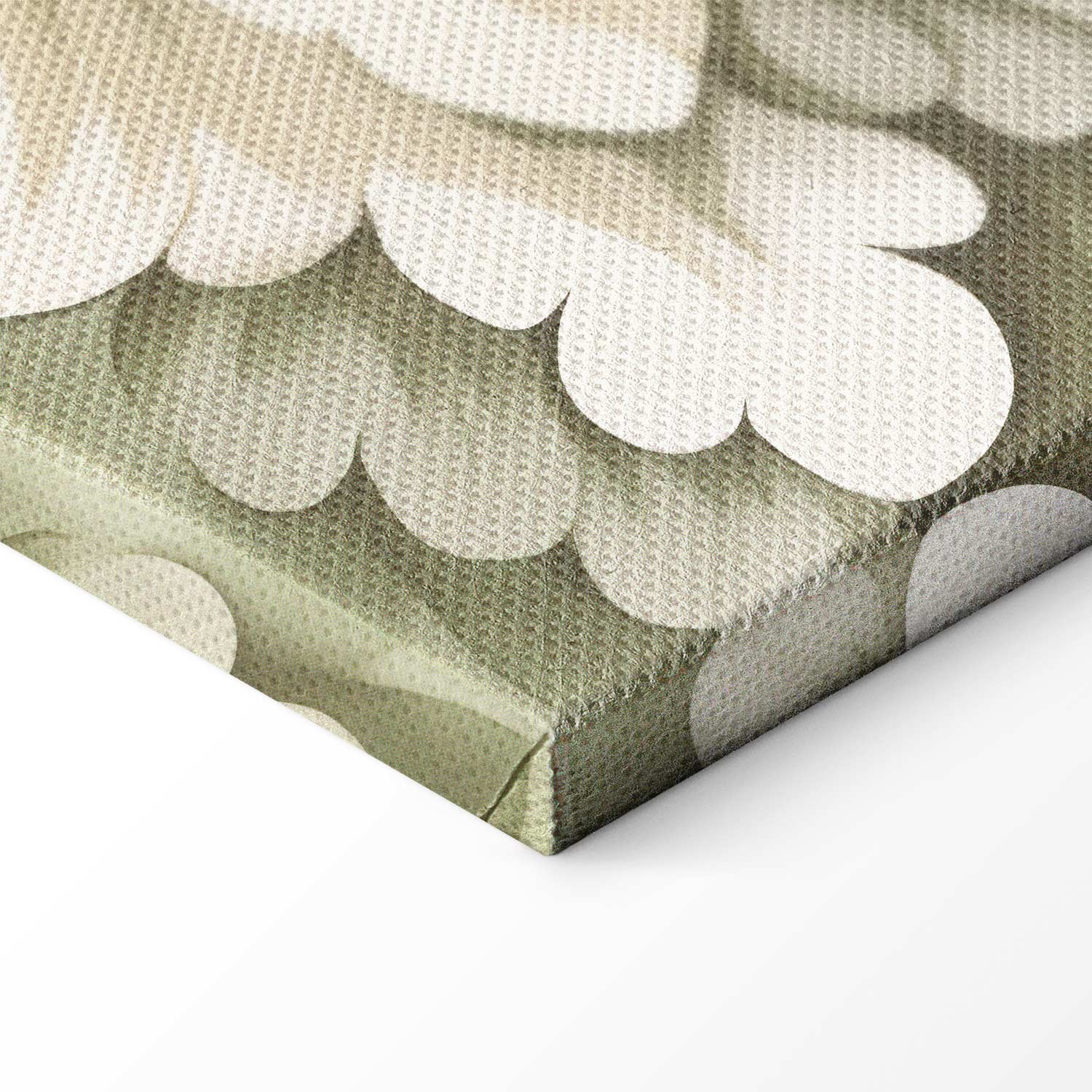Retro Vintage Cream and Green Floral Canvas Print