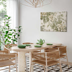 Retro Vintage Cream and Green Floral Canvas Print