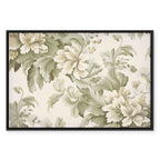 Retro Vintage Cream and Green Floral Canvas Print