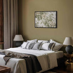 Retro Vintage Cream and Green Floral Canvas Print