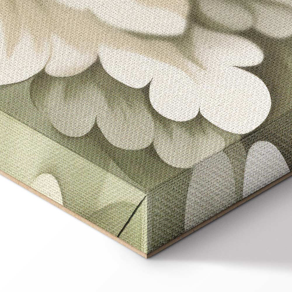 Retro Vintage Cream and Green Floral Canvas Print