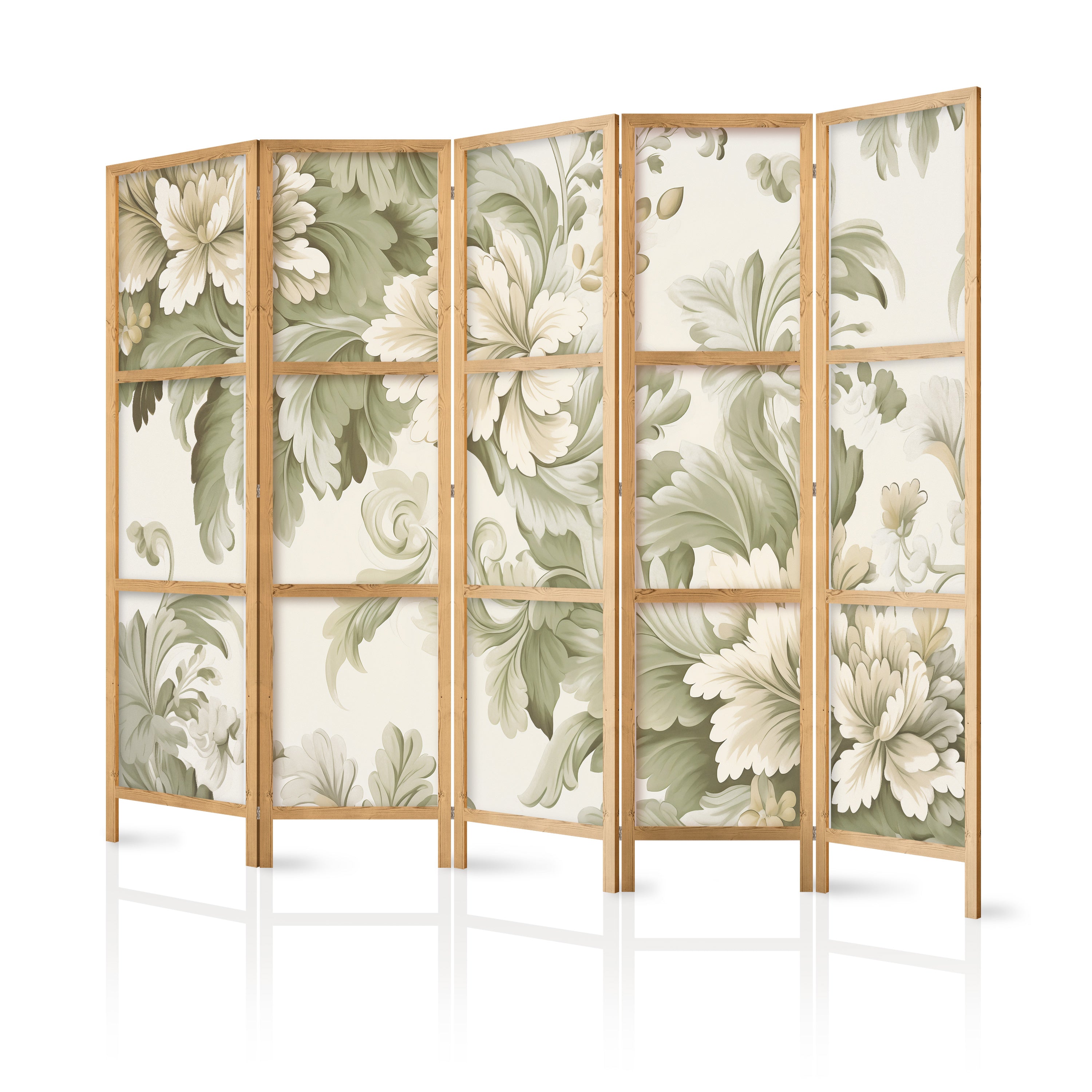 Japanese Room Divider Floral 5-Panel Screen