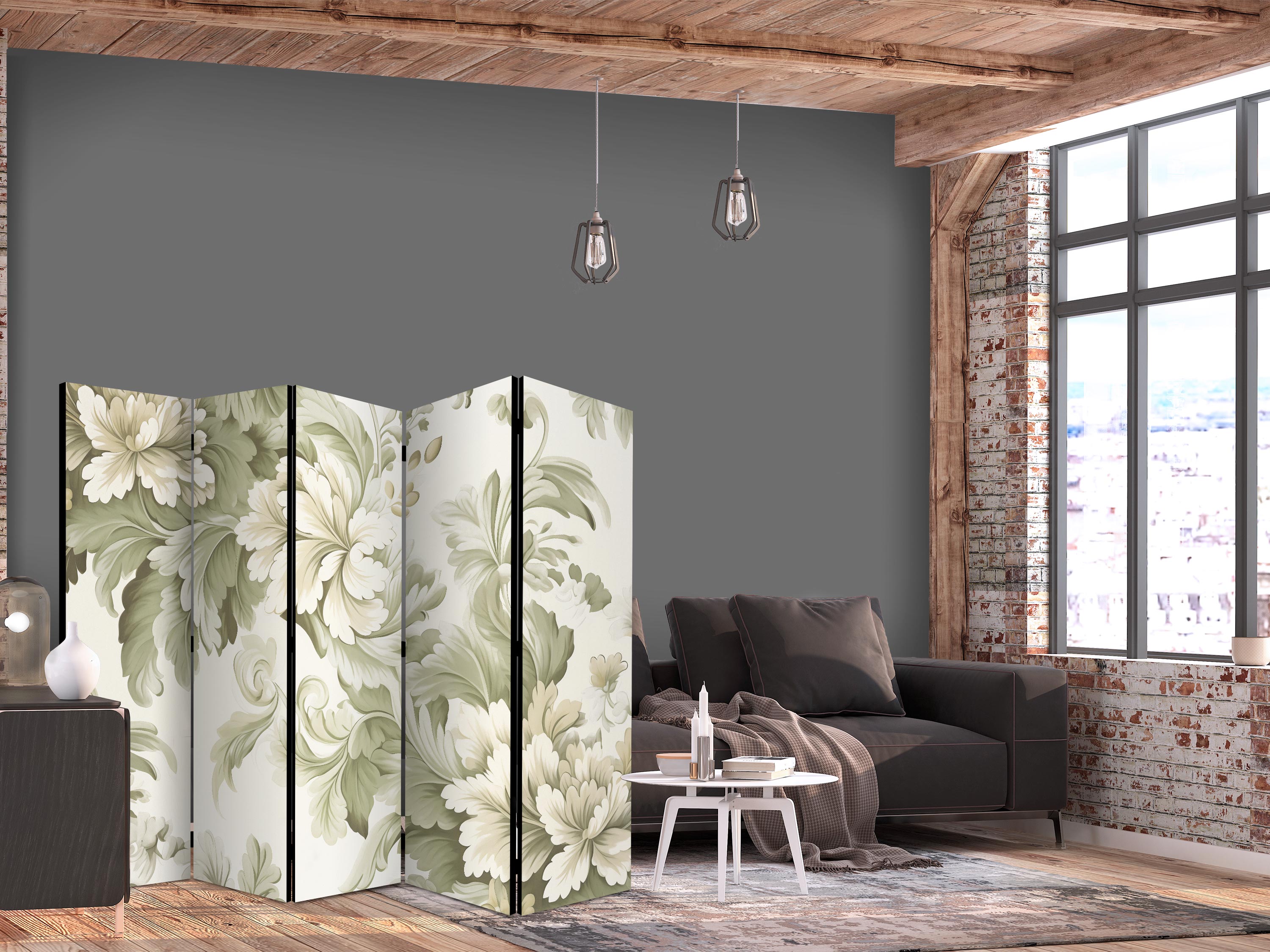 Room Divider - Vintage Floral 5-Panel