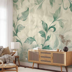 Wandbild, Aquarell, botanisches Motiv, zarte grün-beige Blätter