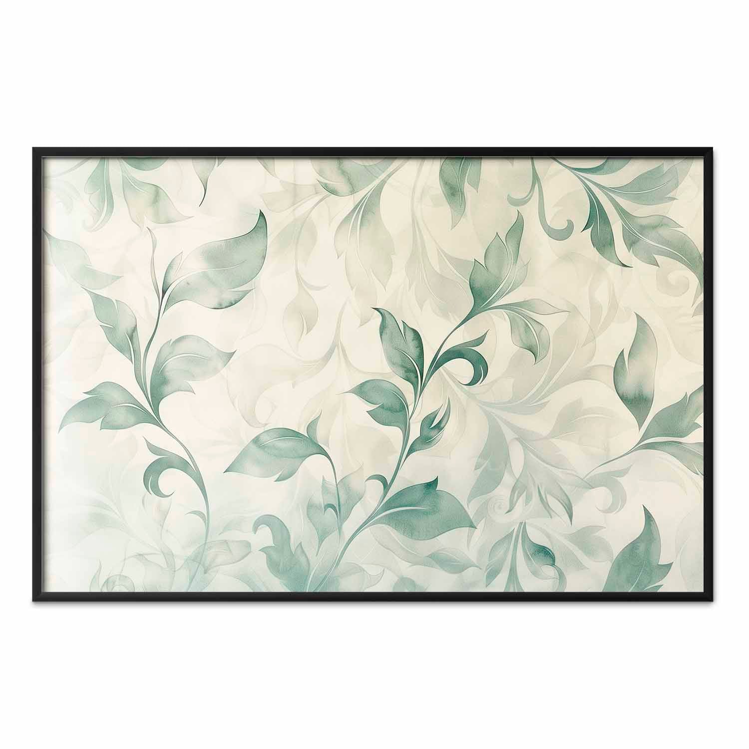 Green-Beige Watercolor Leaves Poster
