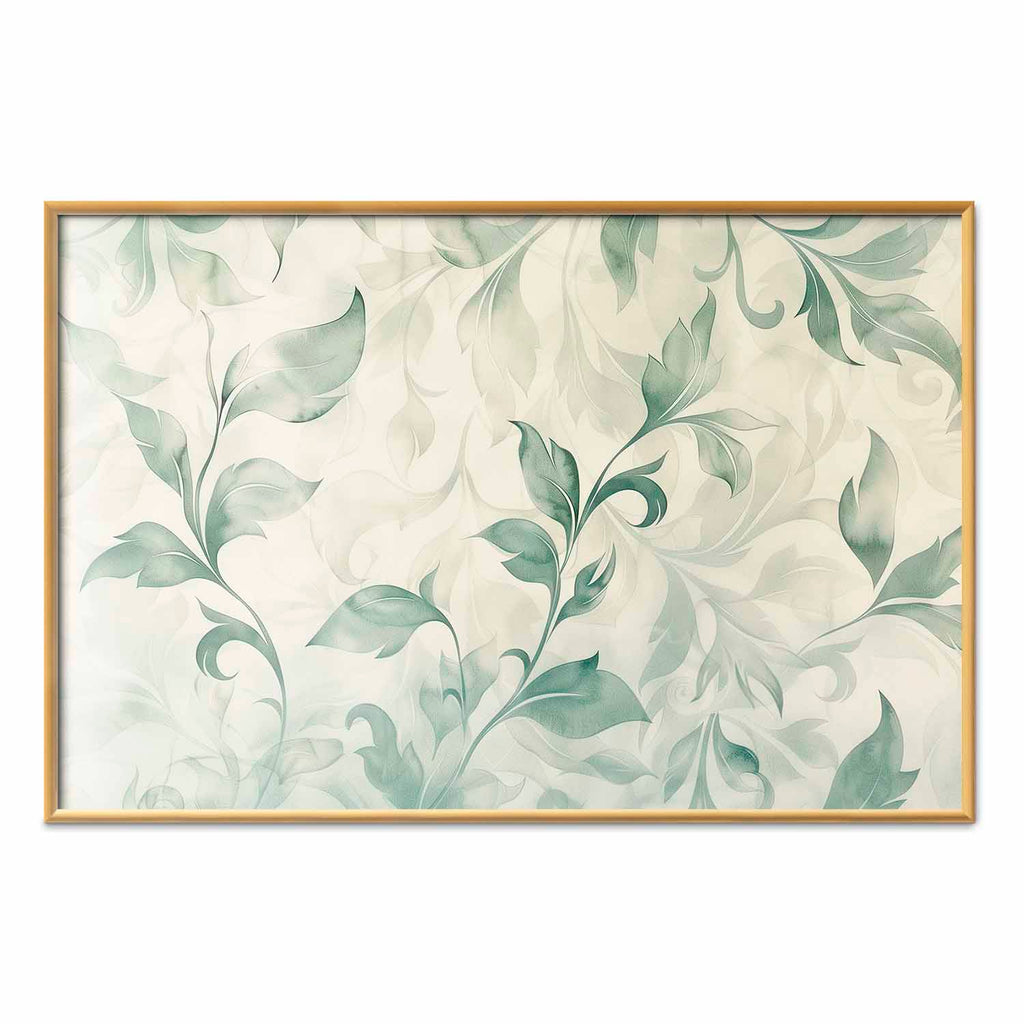 Green-Beige Watercolor Leaves Poster