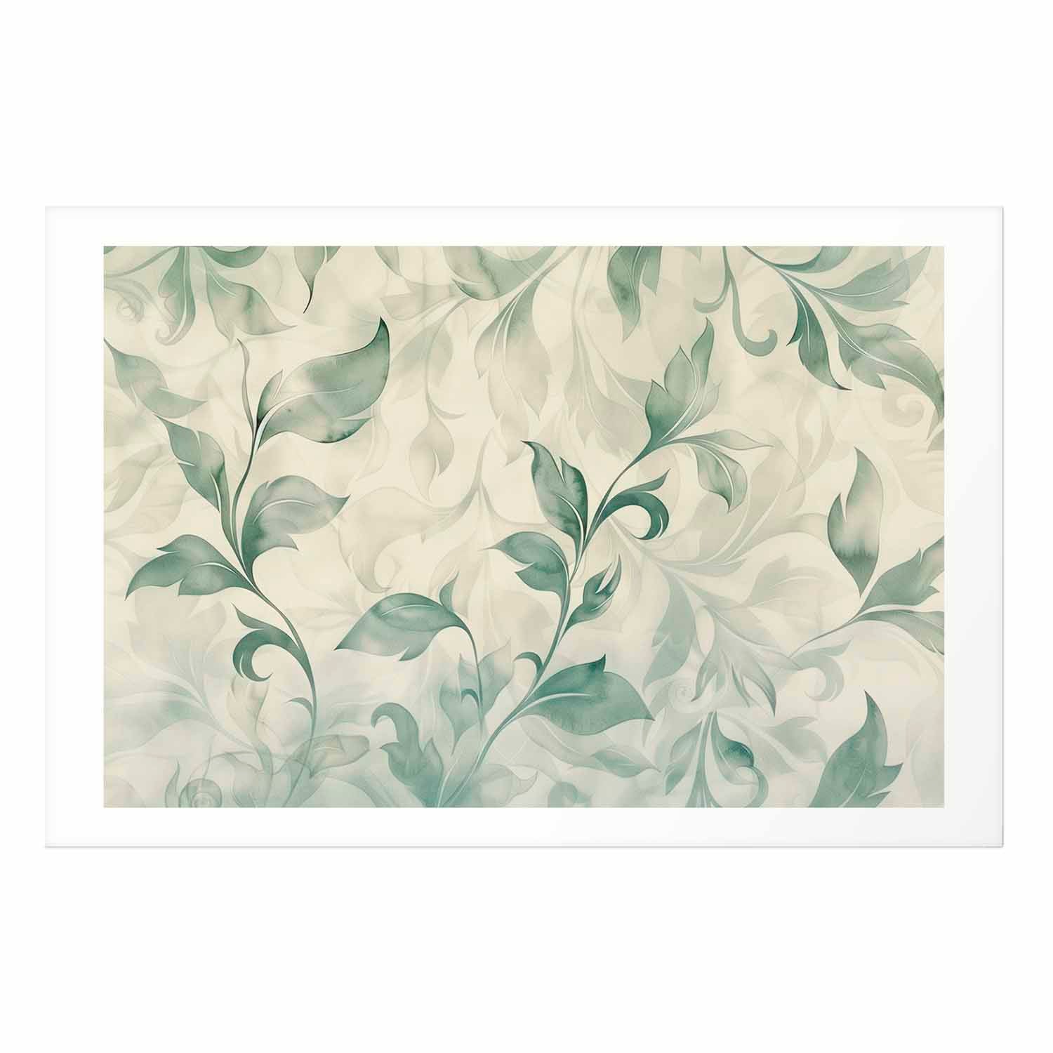 Green-Beige Watercolor Leaves Poster