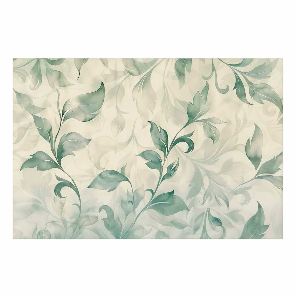Green-Beige Watercolor Leaves Poster