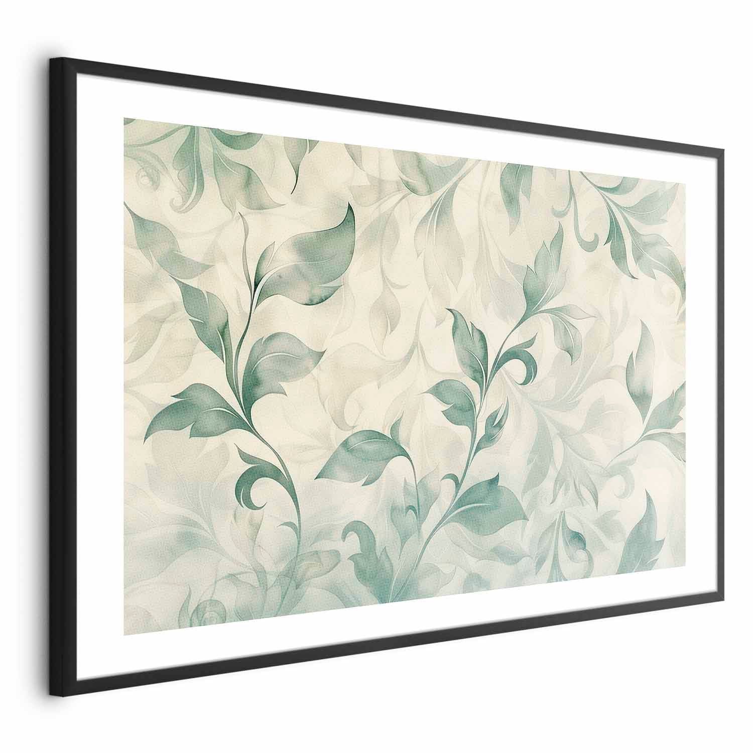 Green-Beige Watercolor Leaves Poster