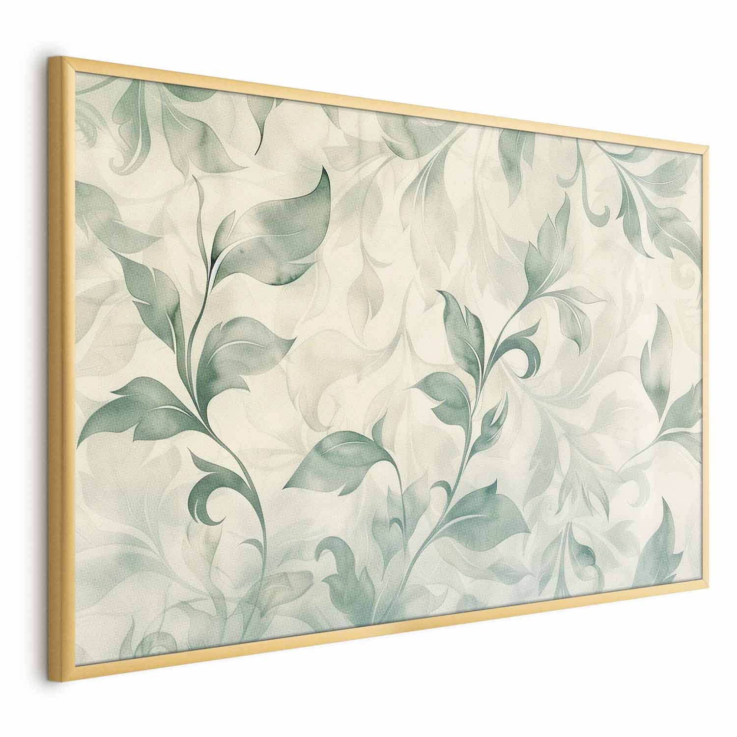 Green-Beige Watercolor Leaves Poster