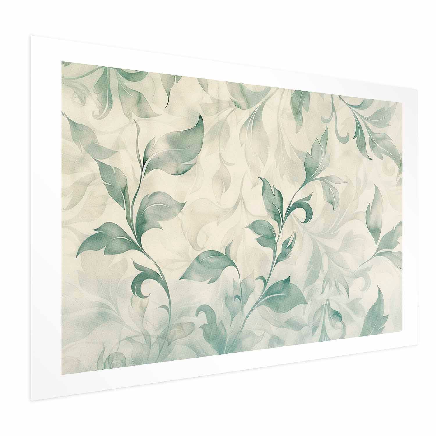 Green-Beige Watercolor Leaves Poster