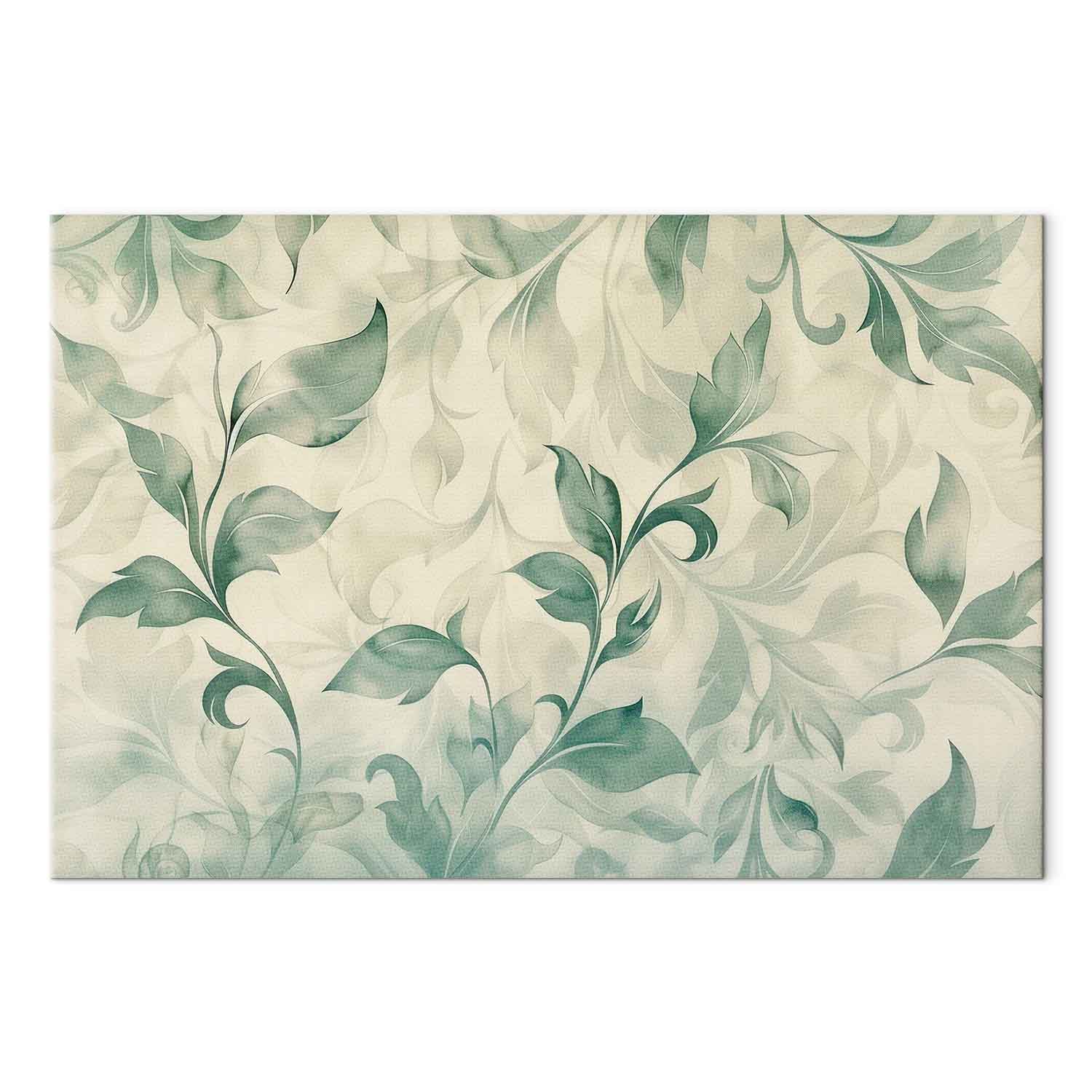 Watercolor Botanical Green-Beige Leaves Canvas Print