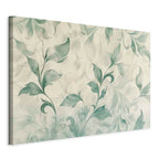 Canvas Print Watercolor Botanical Motif Delicate Green-Beige Leaves