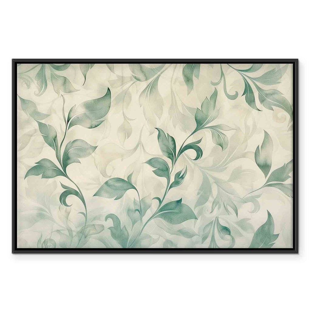 Watercolor Botanical Green-Beige Leaves Canvas Print
