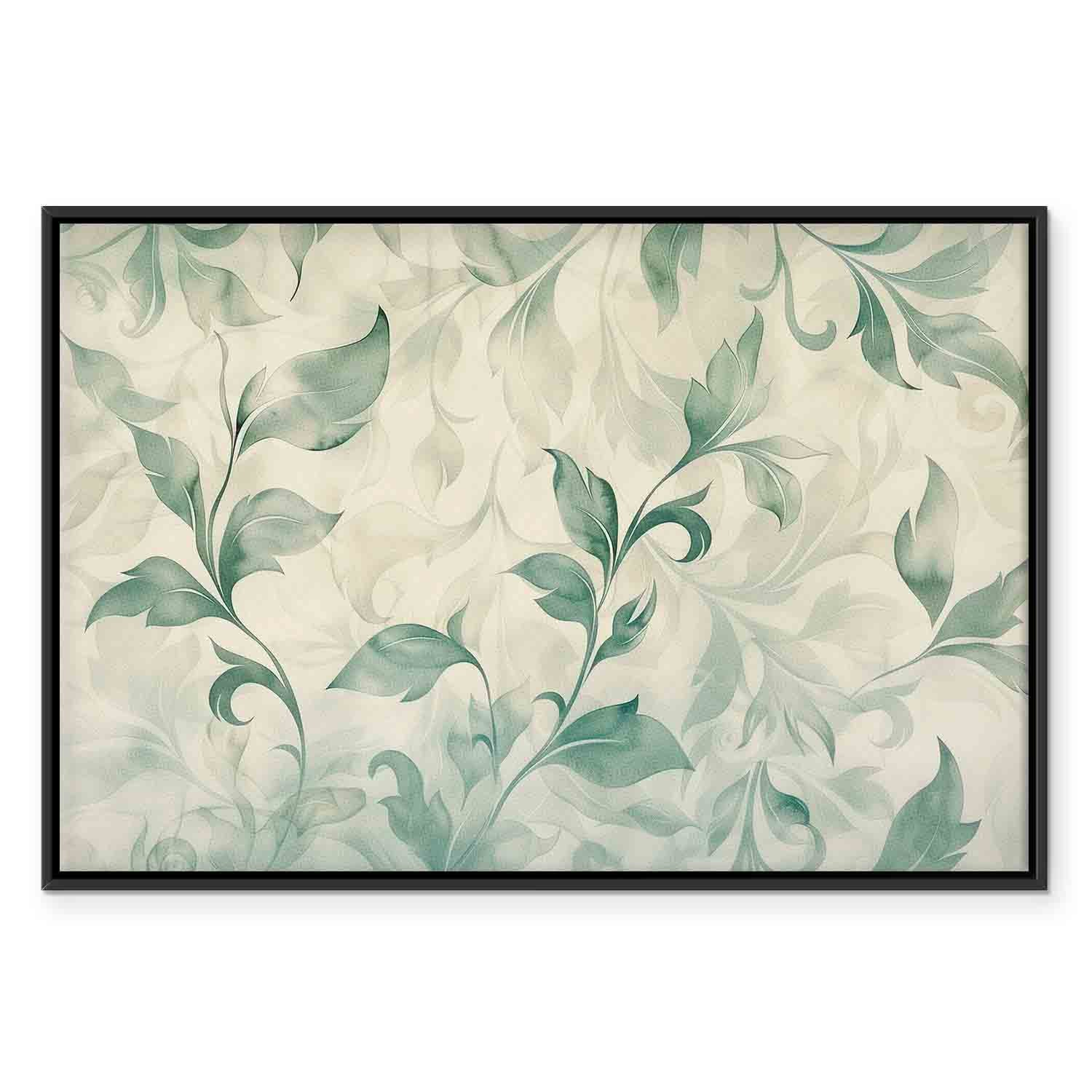 Watercolor Botanical Green-Beige Leaves Canvas Print