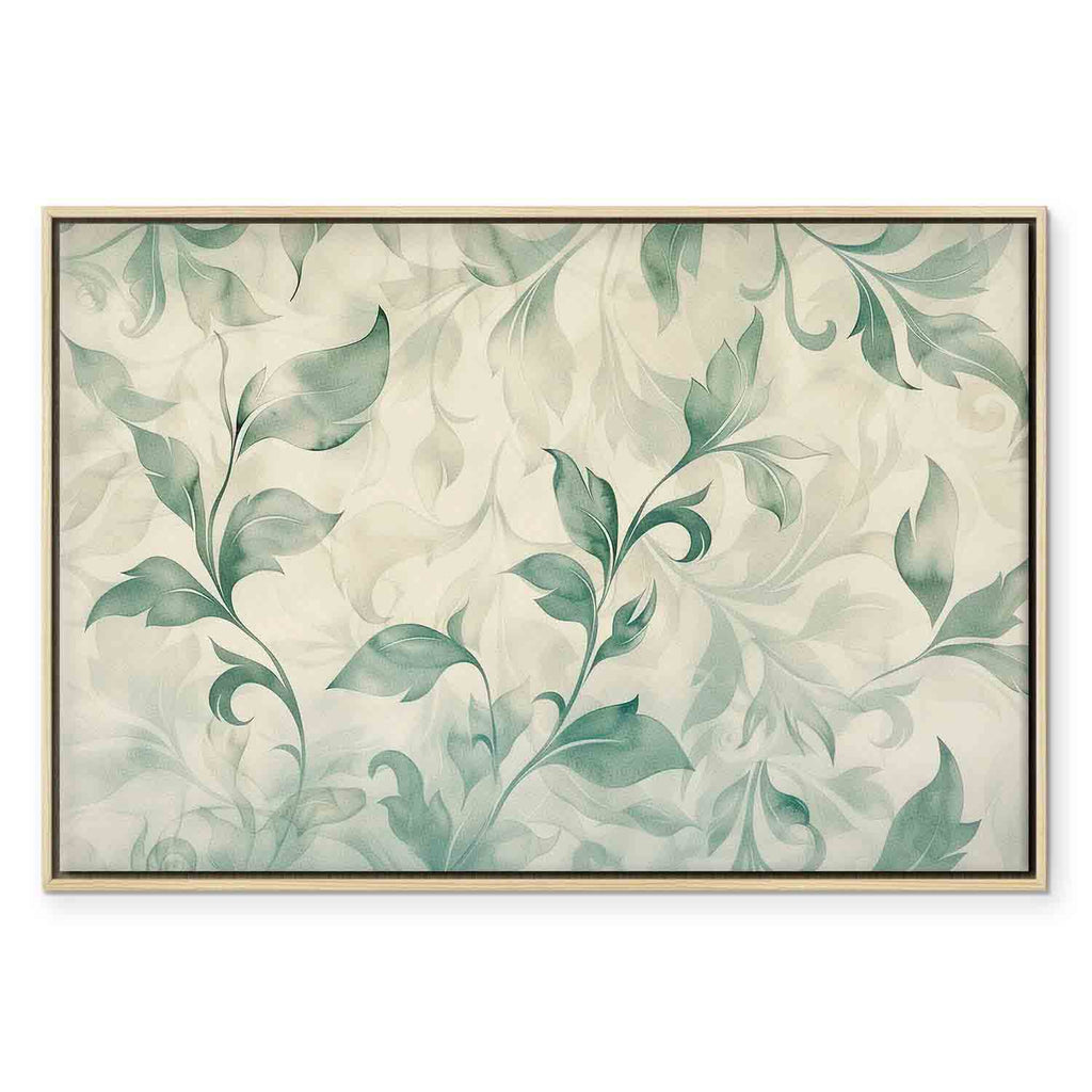 Watercolor Botanical Green-Beige Leaves Canvas Print