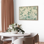 Canvas Print Watercolor Botanical Motif Delicate Green-Beige Leaves