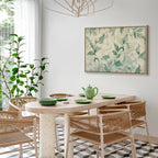 Canvas Print Watercolor Botanical Motif Delicate Green-Beige Leaves