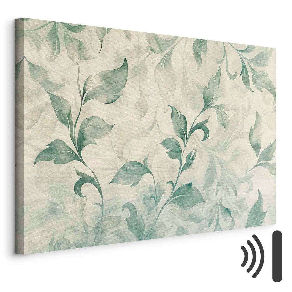 Watercolor Botanical Green-Beige Leaves Canvas Print