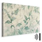 Watercolor Botanical Green-Beige Leaves Canvas Print