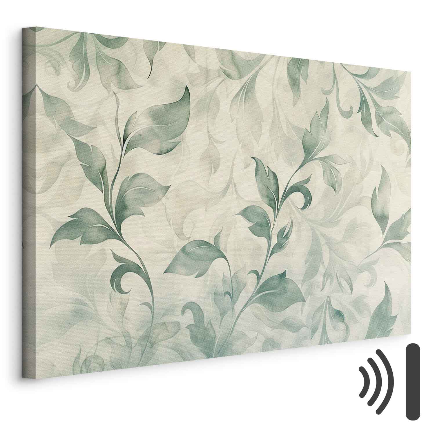 Watercolor Botanical Green-Beige Leaves Canvas Print