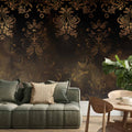 Baroque Patinated Gold Ornament Retro Wall Mural