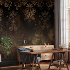 Baroque Patinated Gold Ornament Retro Wall Mural