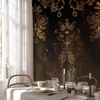 Baroque Patinated Gold Ornament Retro Wall Mural